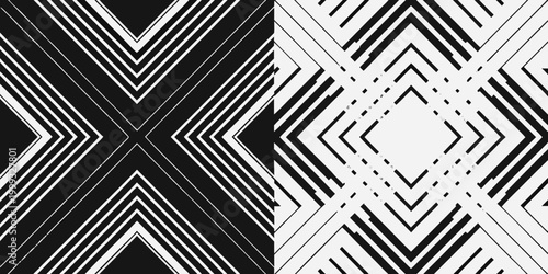 Abstract geometric pattern with intersecting black and white lines