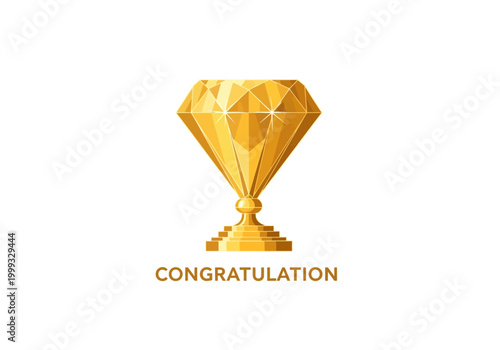 Golden Trophy Vector Illustration - A Symbol of Achievement and Congratulation for Success and Victory