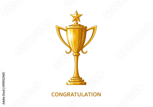 Golden Thropy Vector Illustration Celebrating Victory and Achievement