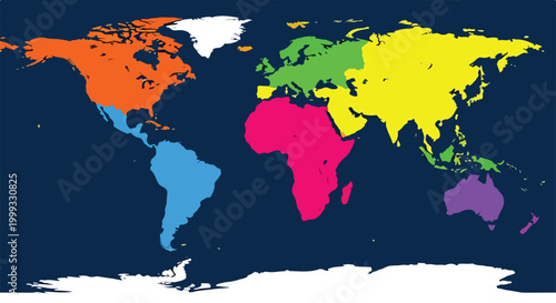 A colorful illustration of the world map