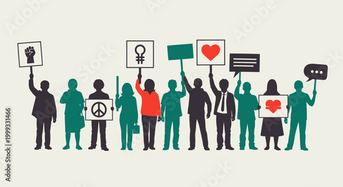Diverse Group of People Protesting Together.