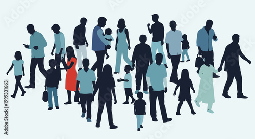 Diverse group of people walking together.