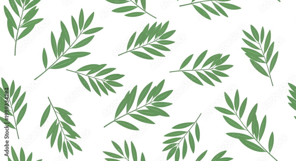 Fototapeta premium Seamless pattern of green olive branches and leaves on a white background