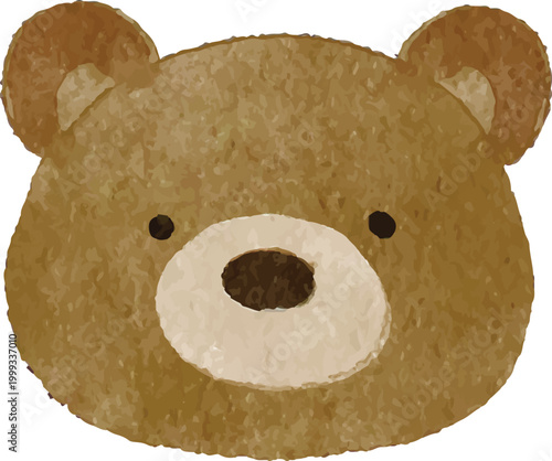 Cute brown bear watercolor illustration