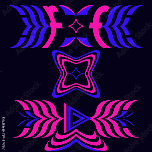 Abstract Neon Data Wave with Glowing Pink and Blue Dotted Lines