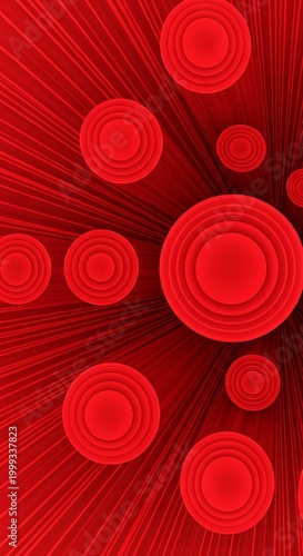 Red Concentric Circles - A Dynamic Abstract Composition.