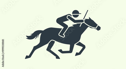 Silhouette of a jockey riding a horse in a race, symbolizing speed, competition, and the thrill of equestrian sports.