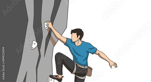 Man climbing an artificial rock wall, focused on the challenge and physical exertion of indoor climbing.