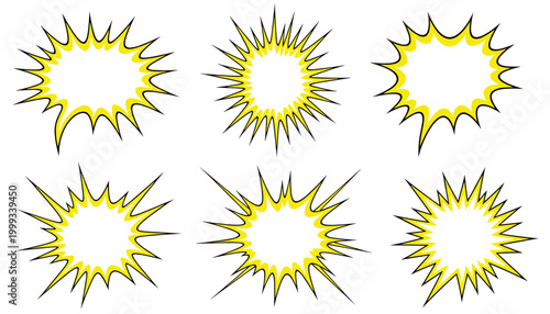 Vector set of comic book speech bubbles, explosion effect, bang, boom, pow, comic book style, vector illustration