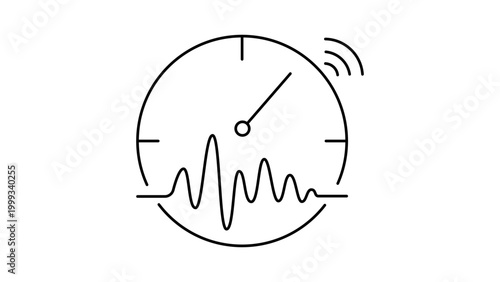 Quadro su tela Real-time Data Monitoring and Streaming Waveform Vector Icon with Editable Stroke