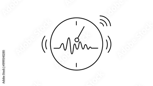 Photos Real-time data monitoring and streaming wave minimalist black line vector icon with editable stroke
