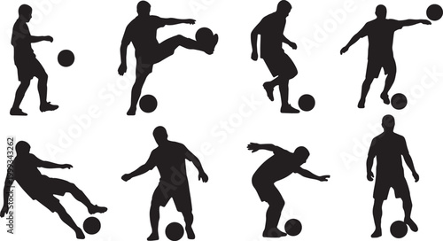 Black Solid Basketball Pivot Silhouettes Set of Six on White Background