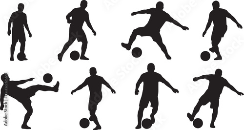 Black Solid Basketball Pivot Silhouettes Set of Six on White Background