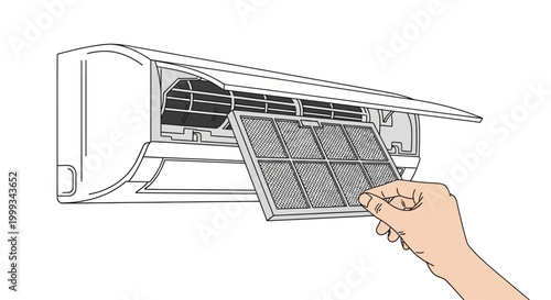 Hand holding air conditioner filter.