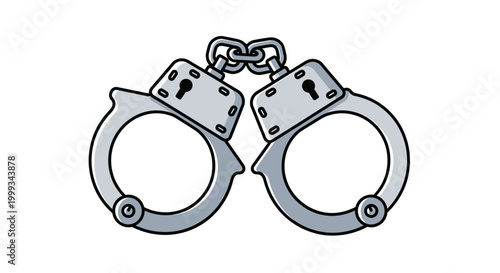 Stylized silver handcuffs with black outlines