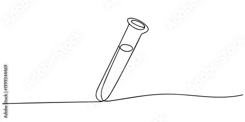 Test tube continuous one line drawing for minimal science laboratory research, Editable continuous one line drawing test tube vector for clean lab clinics, Laboratory glassware continuous one line