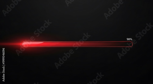 Red Loading Bar on Black Background with 98 Completion.
