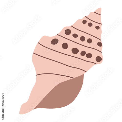 Striped handdrawn seashell icon for nautical themed designs and minimalist boho summer decor