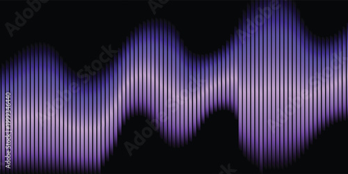 Digital voice recognition sound wave background with purple line pattern.