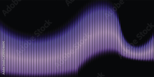 Modern purple sound wave banner for podcast and radio broadcasting.