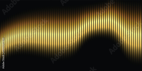 Luxury golden audio equalizer wave on dark black background.