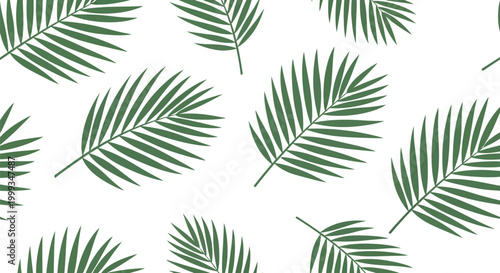 Green palm leaves pattern, tropical jungle foliage, natural seamless background