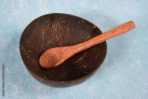 BROWN COCONUT BALL ON A BLUE BACKGROUND