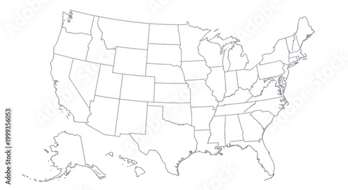 United States map outline with Alaska and Hawaii