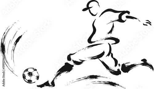 Abstract soccer player kicking ball silhouette in motion dynamic sports illustration