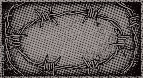 Barbed Wire Oval Frame - Symbol of Restriction, Confinement, and Protection