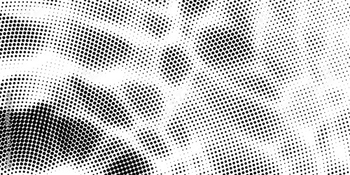 Bold monochrome halftone background of black circular dots forming a radial gradient, centered text FUTURISTIC HALFTONE, modern abstract design with high contrast for digital, data, soundwave visual