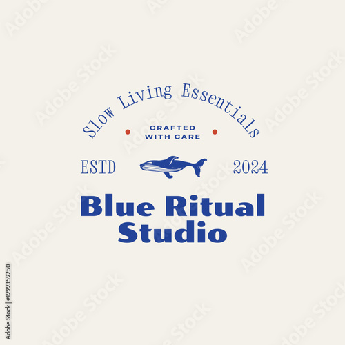 Minimalist ocean-themed vector logo. Features stylized waves and marine elements. Perfect for eco brands, travel agencies, or beach-related businesses.