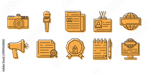 Journalism and Media Icon Set for Press and Broadcasting