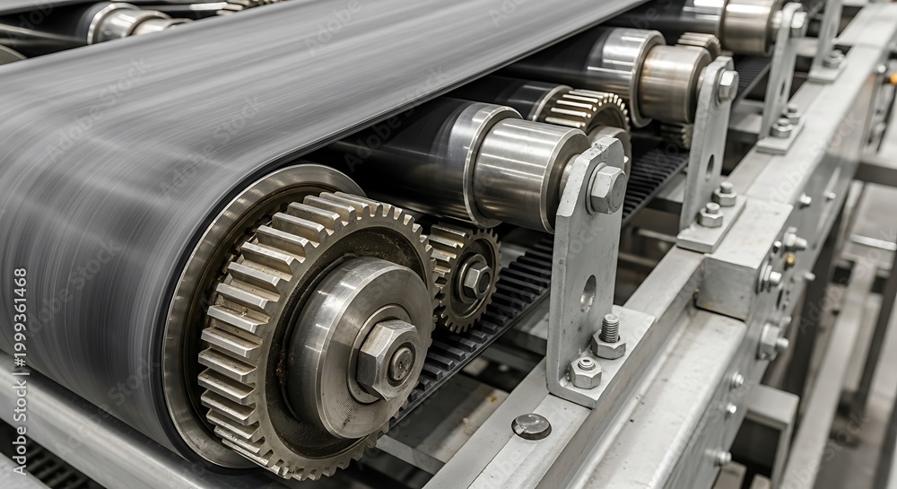 Fototapeta premium Industrial conveyor belt machinery