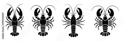 Collection of black lobster silhouettes
