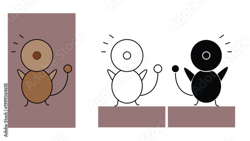 Premium Minimalist Cute Mascot Creature Vector Character Set