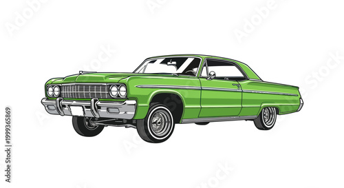 Vintage Green Classic American Muscle Car