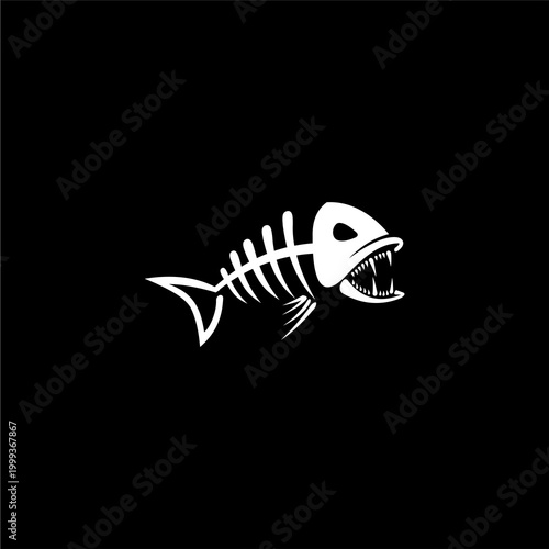 creative simple logo design skeleton fish