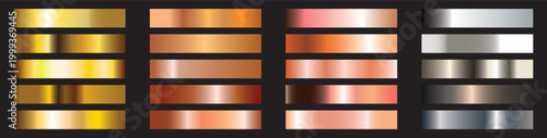 Gradient metal textures a collection of nine metallic color swatches in a grid arrangement