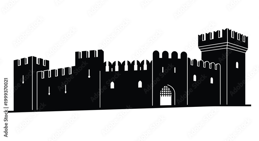 Obraz premium medieval castle silhouette high quality professional detailed modern