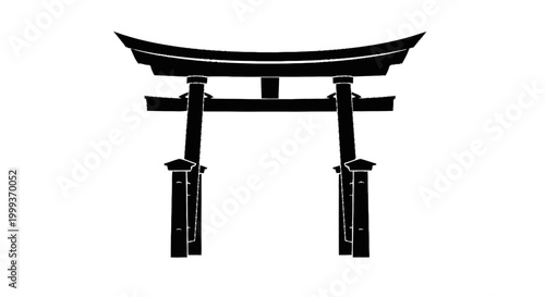 Εκτύπωση καμβά Black silhouette of a traditional Japanese Torii gate, a sacred spiritual symbol