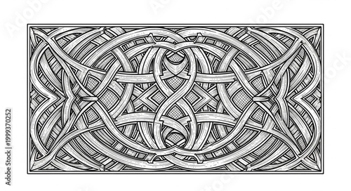 Intricate Celtic Knot Pattern Illustration Black and White.