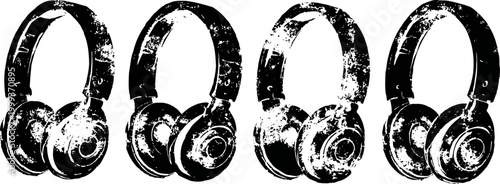 Black wireless headphones isolated on white background, modern audio device with adjustable headband and cushioned ear cups