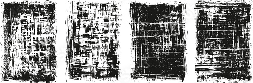 grunge texture set four distressed black and white backgrounds with rough worn surfaces and scratch marks