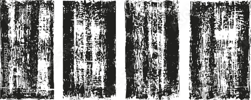 set of four grunge textured vertical black and white wood plank backgrounds for design