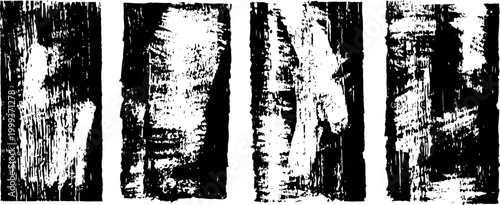Grunge black and white distressed texture set with rough vertical patterns and scratches