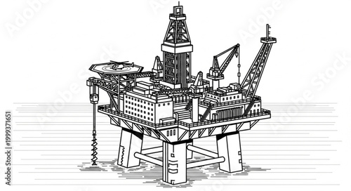 Offshore Oil Rig Platform in the Ocean.