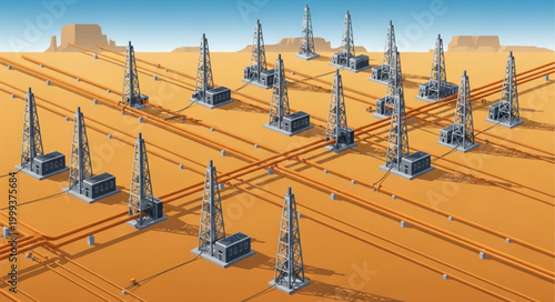 Oil Rigs Offshore Drilling Platforms in the Ocean.