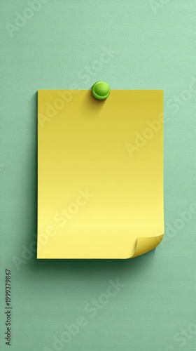 Yellow Sticky Note on Blue Pinboard - Minimalist Office Reminder Concept