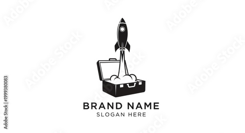 Rocket Launching From Briefcase Business Logo.